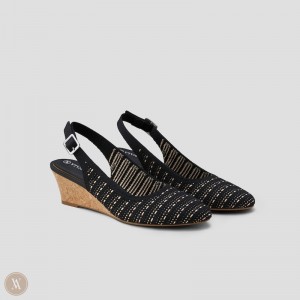 Sandále Na Podpätku VIVAIA Almond-Toe Slingback Wedge Tamia Damske Čierne | ELO-4148