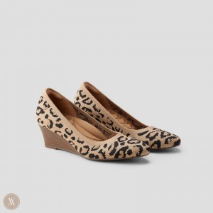 Podpätky VIVAIA Almond-Toe Wedge Tamia Wedge Pro Damske Tmavo Leopardie | JIW-8303