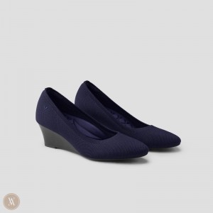 Podpätky VIVAIA Almond-Toe Wedge Tamia Wedge Pro Damske Námornícka Modrá | JRM-2804