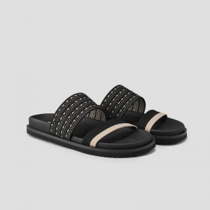 Sandále VIVAIA Double Straps Slide Naina Damske Čierne | JRK-5637