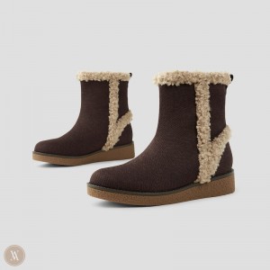 Čižmy VIVAIA Faux Fur Ankle Courtney Damske Tmavo Čokoláda | DTB-7375