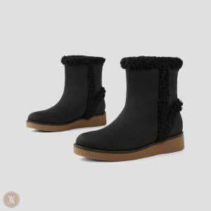 Čižmy VIVAIA Faux Fur Ankle Courtney Damske Čierne | MDS-4484