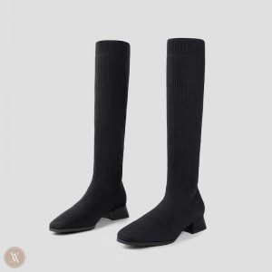 Čižmy VIVAIA Knee-High Water Repellent Wool Tara Damske Čierne | KRS-0879