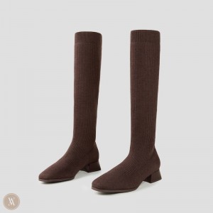 Čižmy VIVAIA Knee-High Water Repellent Wool Tara Damske Tmavo Čokoláda | CPK-4769