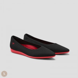 Ploché Topánky VIVAIA Lightweight Pointed-Ballet Aria CloudWalker Damske Čierne Červené | SHT-5263