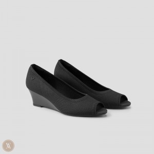 Podpätky VIVAIA Peep Toe Wedge Tamia Peep Spicou Damske Čierne | CLT-3280