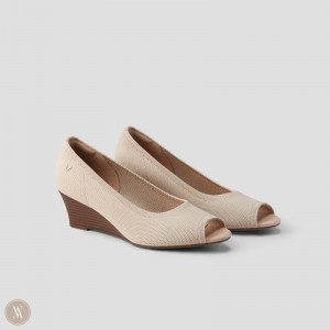 Podpätky VIVAIA Peep Toe Wedge Tamia Peerp Spicou Damske Almond | YHM-4804