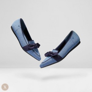 Mokasíny VIVAIA Pointed-Toe Bow Michelle Damske Modre | RVK-4167