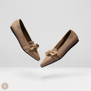 Mokasíny VIVAIA Pointed-Toe Bow Michelle Damske Káva Hnede | JTU-5513