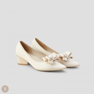 Podpätky VIVAIA Pointed-Toe Chunky Tracy Damske Krém Biele | QRS-4776