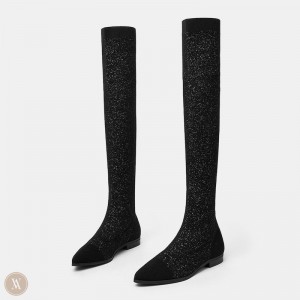 Čižmy VIVAIA Pointed-Toe Over-the-Knee Michaelia Damske Čierne | PNY-1803