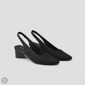 Podpätky VIVAIA Pointed-Toe Sling-Back Leah Damske Čierne | XVA-9201