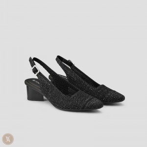 Sandále VIVAIA Pointed-Toe Slingback Leah 2.0 Damske Metal Čierne | STD-7838