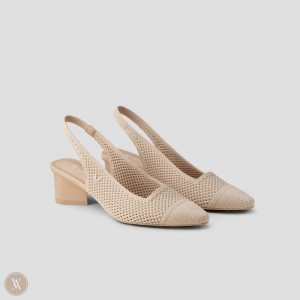 Sandále VIVAIA Pointed-Toe Slingback Leah Damske Almond Mesh | CLJ-2188