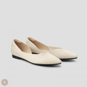 Ploché Topánky VIVAIA Pointed-Toe Striped Melia Damske Krém Biele | EBU-5305