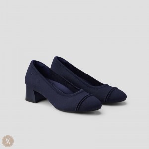 Podpätky VIVAIA Round-Toe Chunky Julie Pro Damske Námornícka Modrá | CAA-9495
