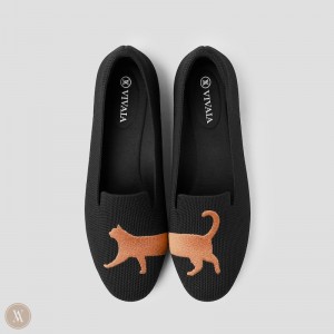 Mokasíny VIVAIA Round-Toe Embroidered Audrey Damske Čierne | CTW-0005