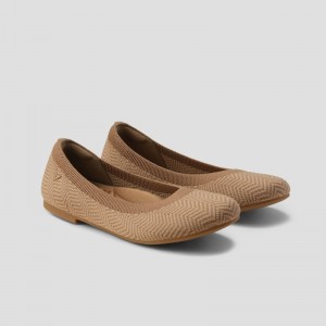 Ploché Topánky VIVAIA Round-Toe Claire Damske Espresso Chevron | RFL-2135