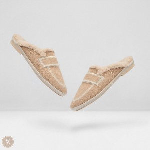 Papuče VIVAIA Round-Toe Fluffy Renee Damske Hnedožltý Hnede | JSV-3227