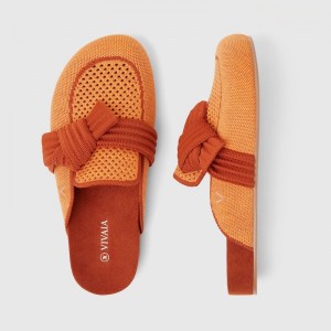 Mules VIVAIA Round-Toe Knot Lauren Damske Koralove Oranžové | OPW-6305