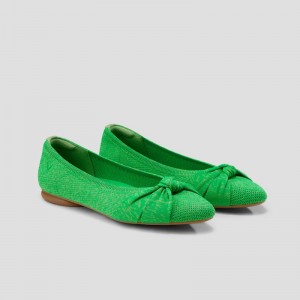 Ploché Topánky VIVAIA Round-Toe Knotted Bibi Damske Zelene | SJP-4928