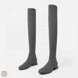 Čižmy VIVAIA Round-Toe Over-the-Knee Madeline Damske Siva | POI-0455