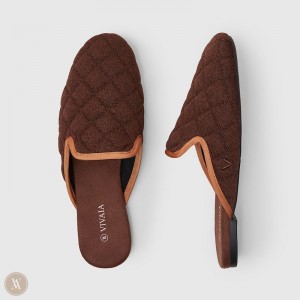 Mules VIVAIA Round-Toe Quilted Sherry Damske Tmavo Červené Hnede | DNO-4308