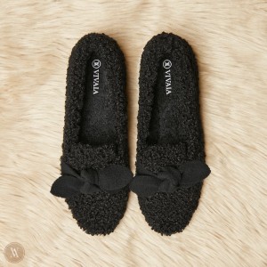 Mokasíny VIVAIA Round-Toe Recycled Faux Fur Audrey Damske Čierne | YVN-5694