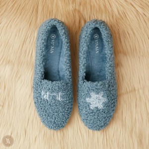 Mokasíny VIVAIA Round-Toe Recycled Faux Fur Audrey Damske Modre Biele | ORU-6336