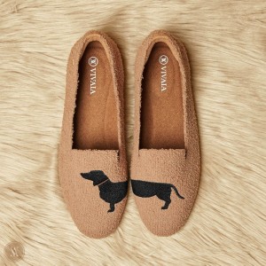 Mokasíny VIVAIA Round-Toe Terry Knit Audrey Damske Nutmeg - Dog | GMH-8133