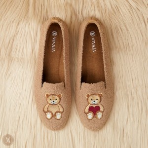 Mokasíny VIVAIA Round-Toe Terry Knit Audrey Damske Nutmeg - Bear | DVI-1095
