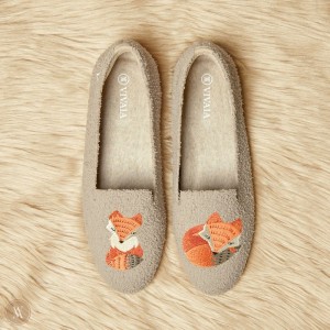 Mokasíny VIVAIA Round-Toe Terry Knit Audrey Damske Latte - Fox | OAV-6409