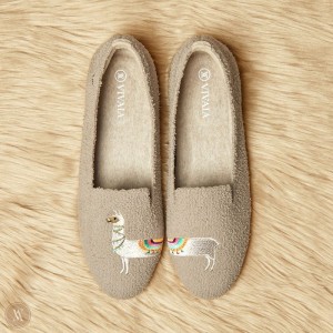Mokasíny VIVAIA Round-Toe Terry Knit Audrey Damske Latte - Llama | IEY-2272