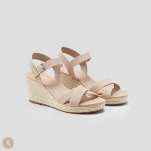 Sandále VIVAIA Round-Toe Wedge Sally Damske Almond | QLY-0814