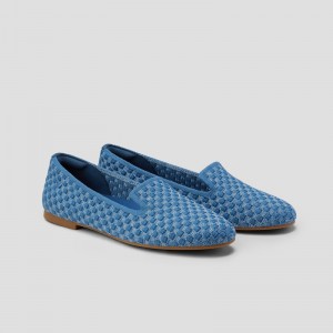 Mokasíny VIVAIA Round-Toe Woven Knit Audrey Damske Denim Woven | DXM-8718