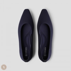 Podpätky VIVAIA Small Square-Toe Minnie Damske Námornícka Modrá | HQG-7661