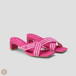 Sandále VIVAIA Square-Toe Block Heel Criss-Cross Jade Damske Pitaya Waves | AKM-4264