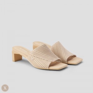 Slapky VIVAIA Square-Toe Block Heel Jade Damske Almond | RBC-6855