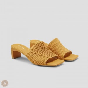 Slapky VIVAIA Square-Toe Block Heel Jade Damske Žlté | CHU-7435