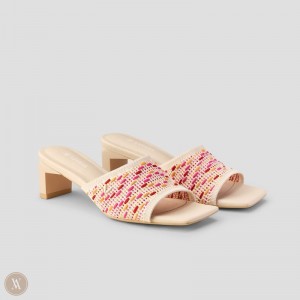 Slapky VIVAIA Square-Toe Block Heel Juliet Damske Viacfarebný Ruzove | AUO-6102