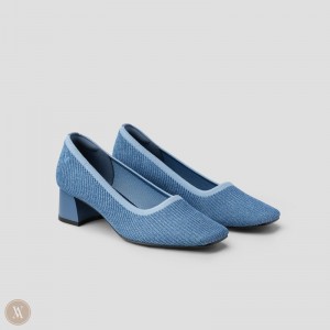 Podpätky VIVAIA Square-Toe Chunky Melody Damske Modre | XLZ-0610