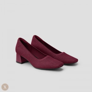 Podpätky VIVAIA Square-Toe Chunky Melody Damske Bordove | VLM-5260