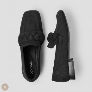 Mokasíny VIVAIA Square-Toe Knot Caitlin Damske Čierne | RZF-9243