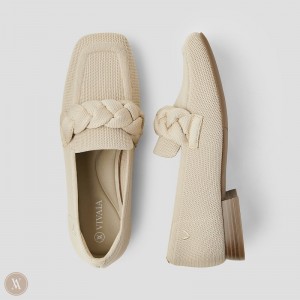 Mokasíny VIVAIA Square-Toe Knot Caitlin Damske Almond | MTX-8360