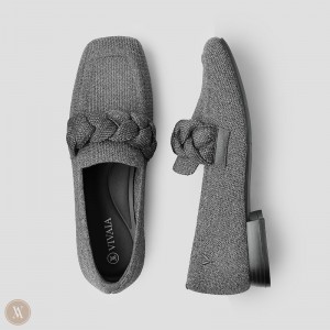 Mokasíny VIVAIA Square-Toe Knot Caitlin Damske Siva | CXG-2572