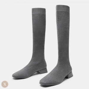 Čižmy VIVAIA Square-Toe Mid-Calf Tara Damske Siva | QDR-2424