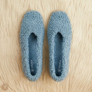 Ploché Topánky VIVAIA Square-Toe Recycled Faux Fur Margot Damske Denim | MUN-8803