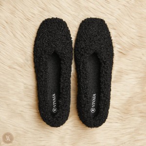 Ploché Topánky VIVAIA Square-Toe Recycled Faux Fur Margot Damske Čierne | NAM-2067