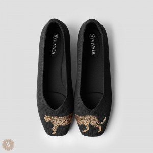 Ploché Topánky VIVAIA Square-Toe V-Cut Margot 2.0 Damske Čierne | OZH-1338