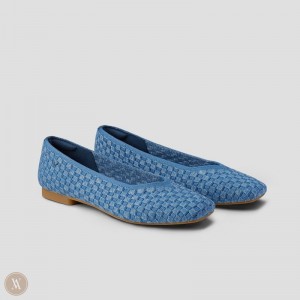 Ploché Topánky VIVAIA Square-Toe V-Cut Margot 2.0 Damske Denim Woven | IAM-3820